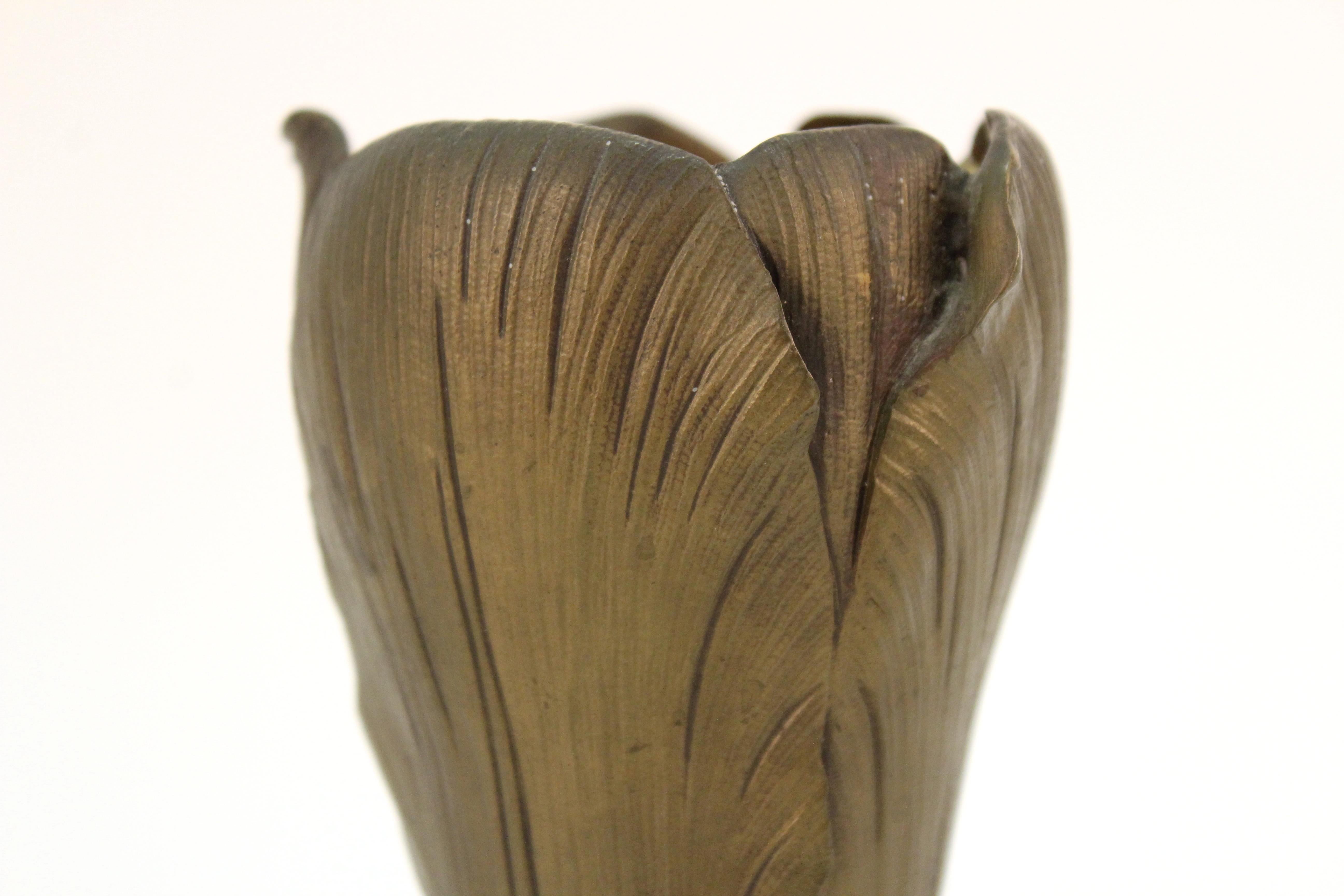 Art Nouveau Patinated Bronze Tulip Vase 1