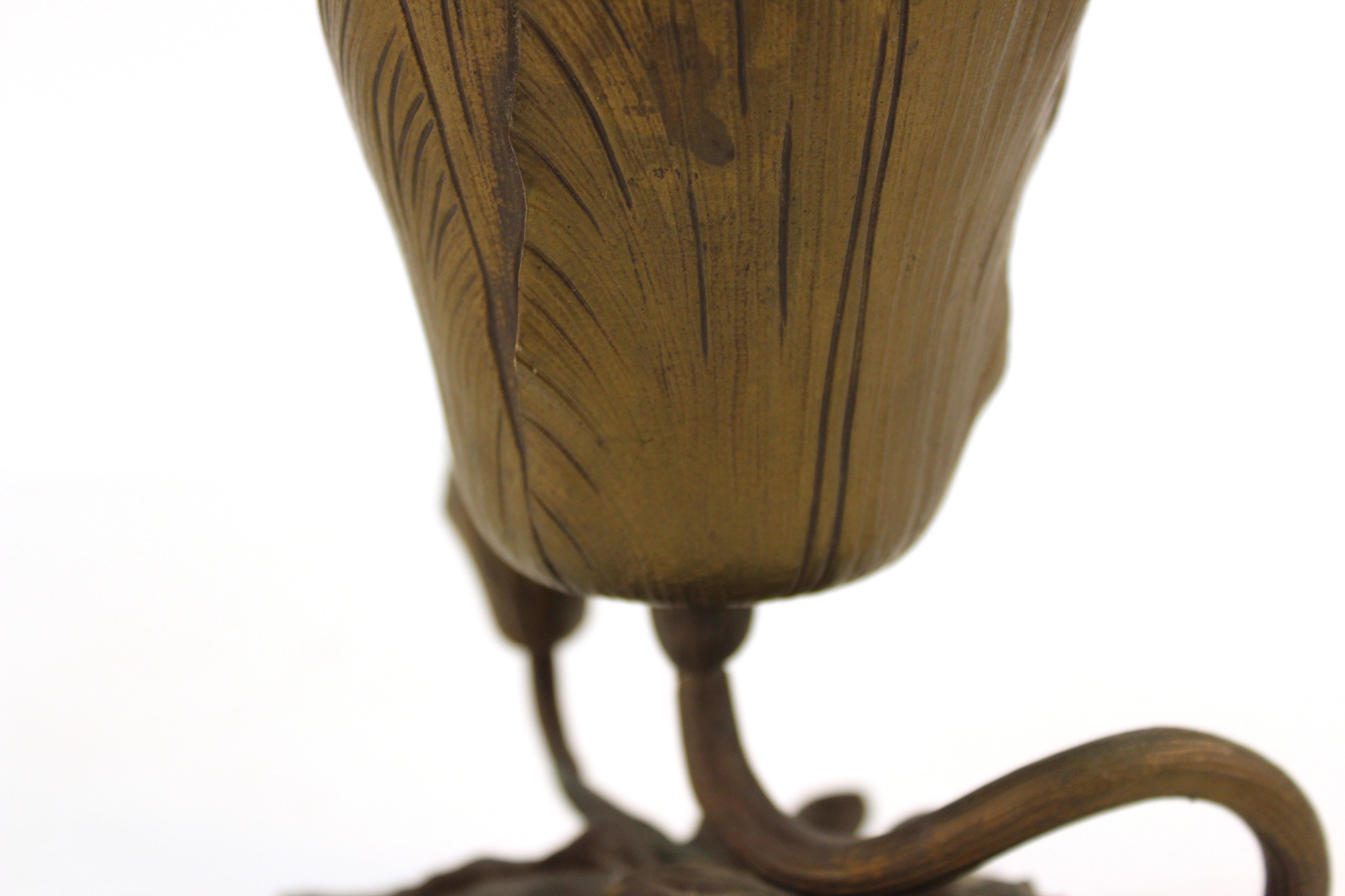Art Nouveau Patinated Bronze Tulip Vase 4