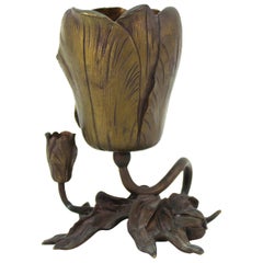 Art Nouveau Patinated Bronze Tulip Vase