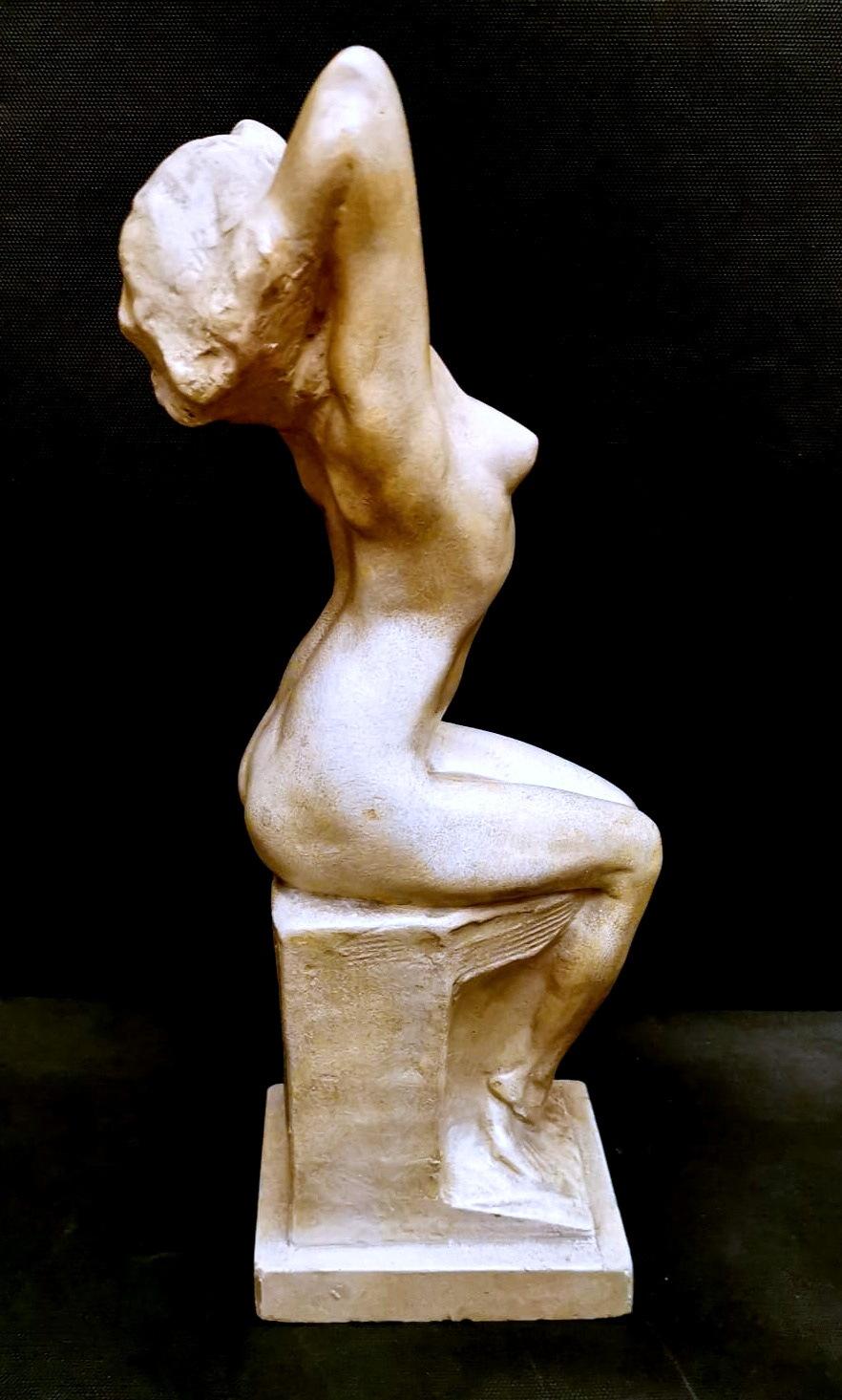Art déco Sculpture en plâtre patiné Art nouveau de Paris de Joseph Zomers, Belgique en vente