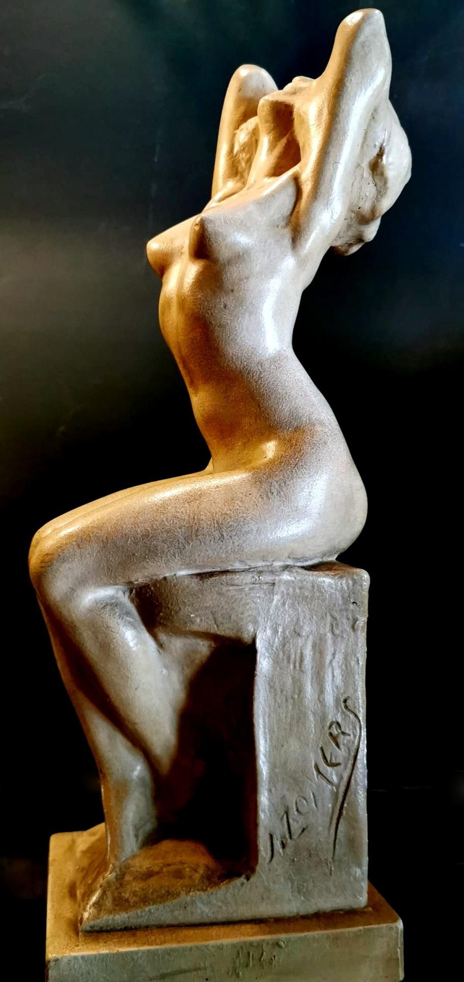 Moulé Sculpture en plâtre patiné Art nouveau de Paris de Joseph Zomers, Belgique en vente
