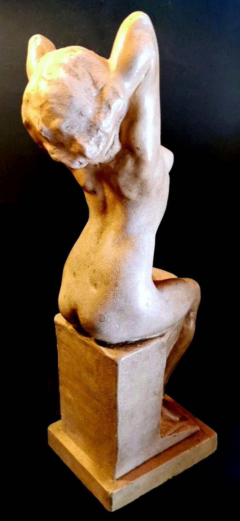 Sculpture en plâtre patiné Art nouveau de Paris de Joseph Zomers, Belgique Bon état - En vente à Prato, Tuscany