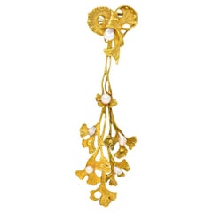 Art Nouveau Pearl 18 Karat Gold Sea Serpent Pendant Brooch