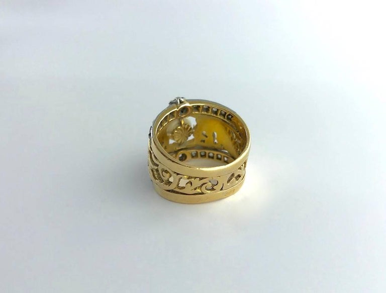 Art Nouveau Pearl Diamond Gold Platinum Ring at 1stDibs