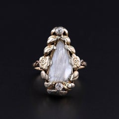 Art Nouveau Pearl Ring of 14k Gold
