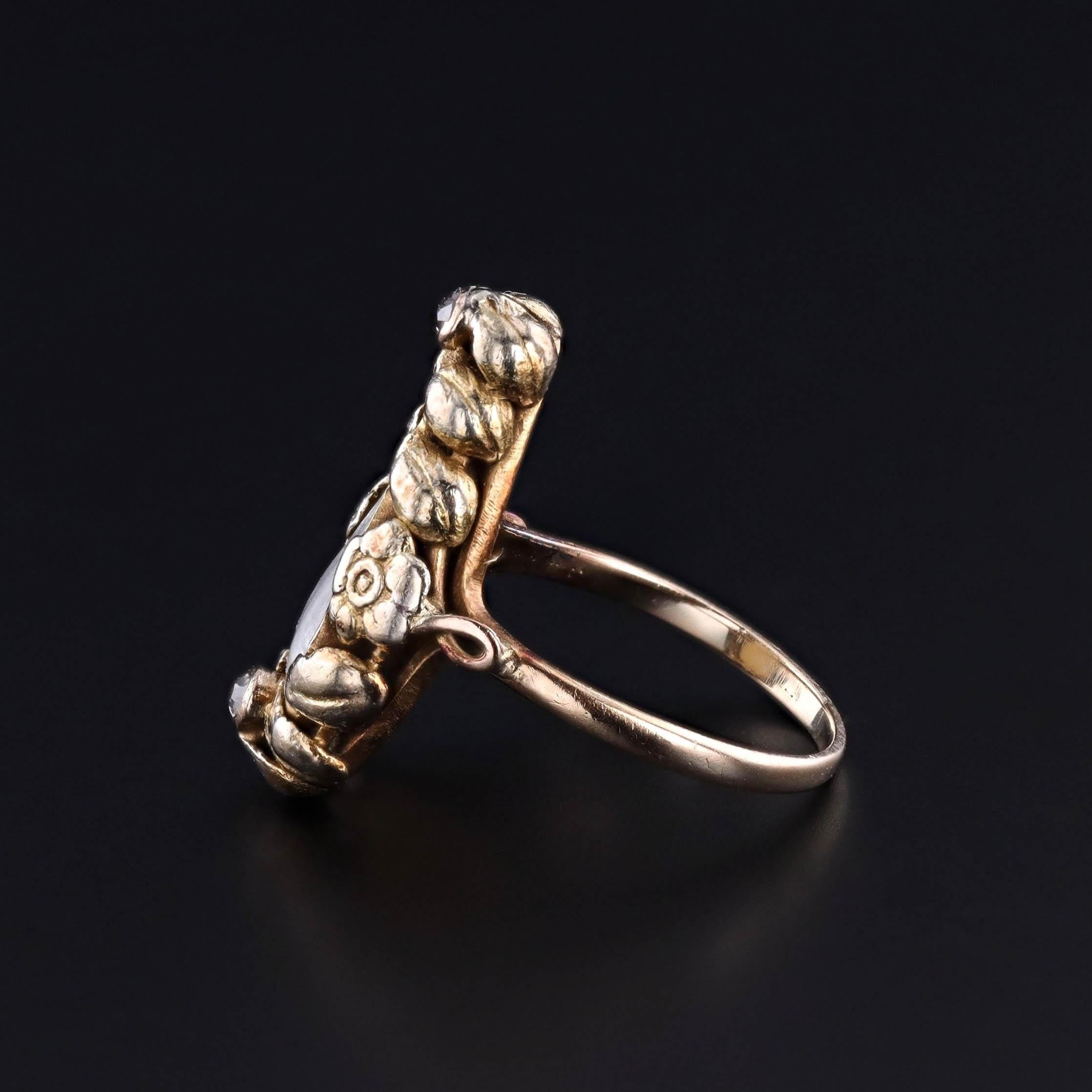 Jugendstil-Perlenring aus 14k Gold mit Perlen (Art nouveau) im Angebot