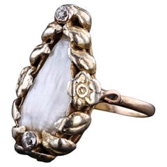Antique Art Nouveau Pearl Ring of 14k Gold