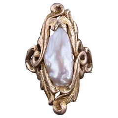 Anello Art Nouveau con perle in oro 14k