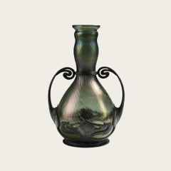Art Nouveau Pearlescent Glass Vase by F. Van Hauten
