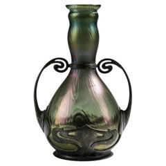Art Nouveau Pearlescent Glass Vase by F. Van Hauten