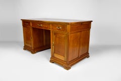Bureau à piédestal Art Nouveau avec rallonges, en acajou, France, années 1900