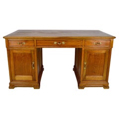 Art Nouveau Pedestal Desk with Extensions, in Mahogany, France, 1900s