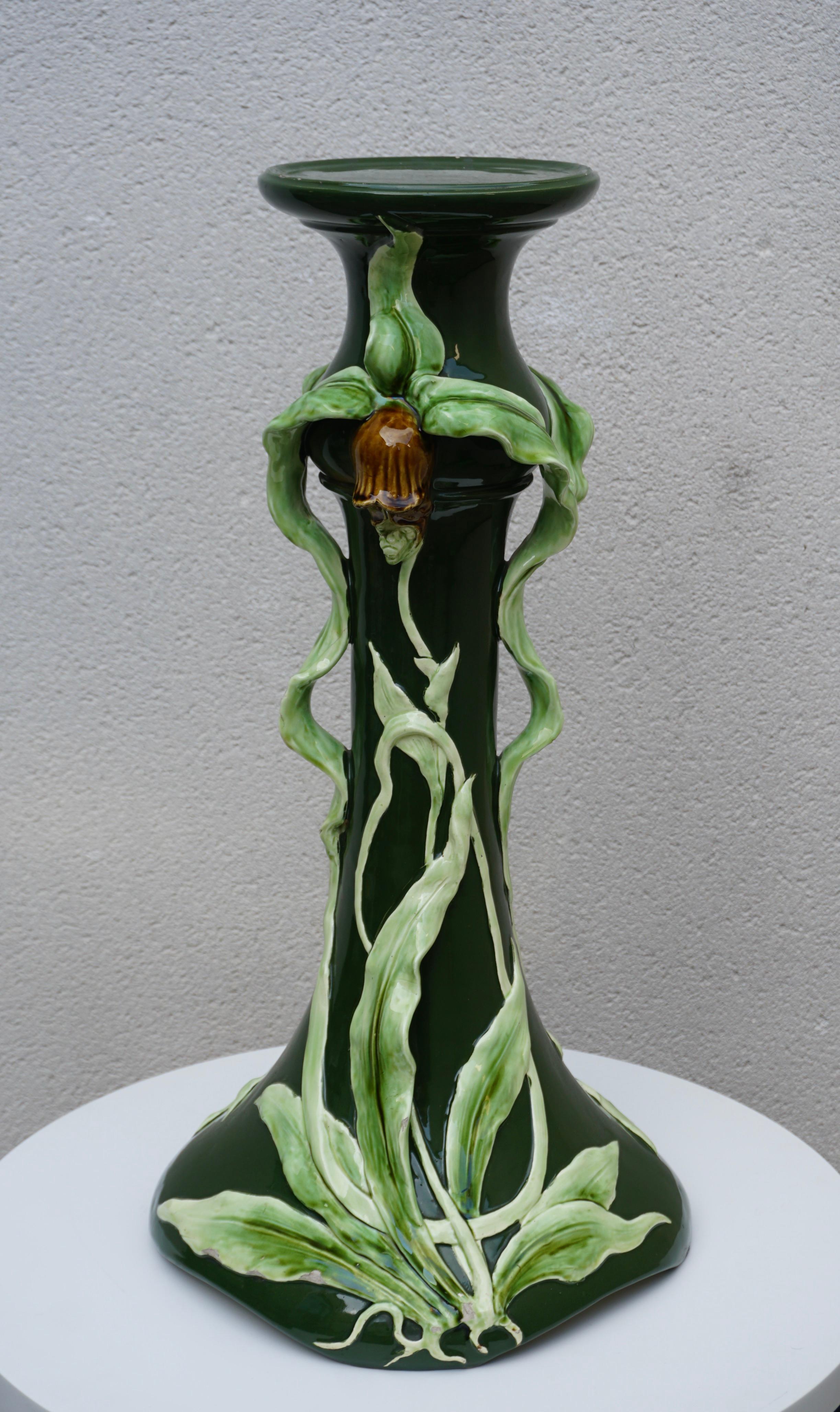 French Art Nouveau Pedestal in Ceramic, in the Massier Style, circa 1900 For Sale