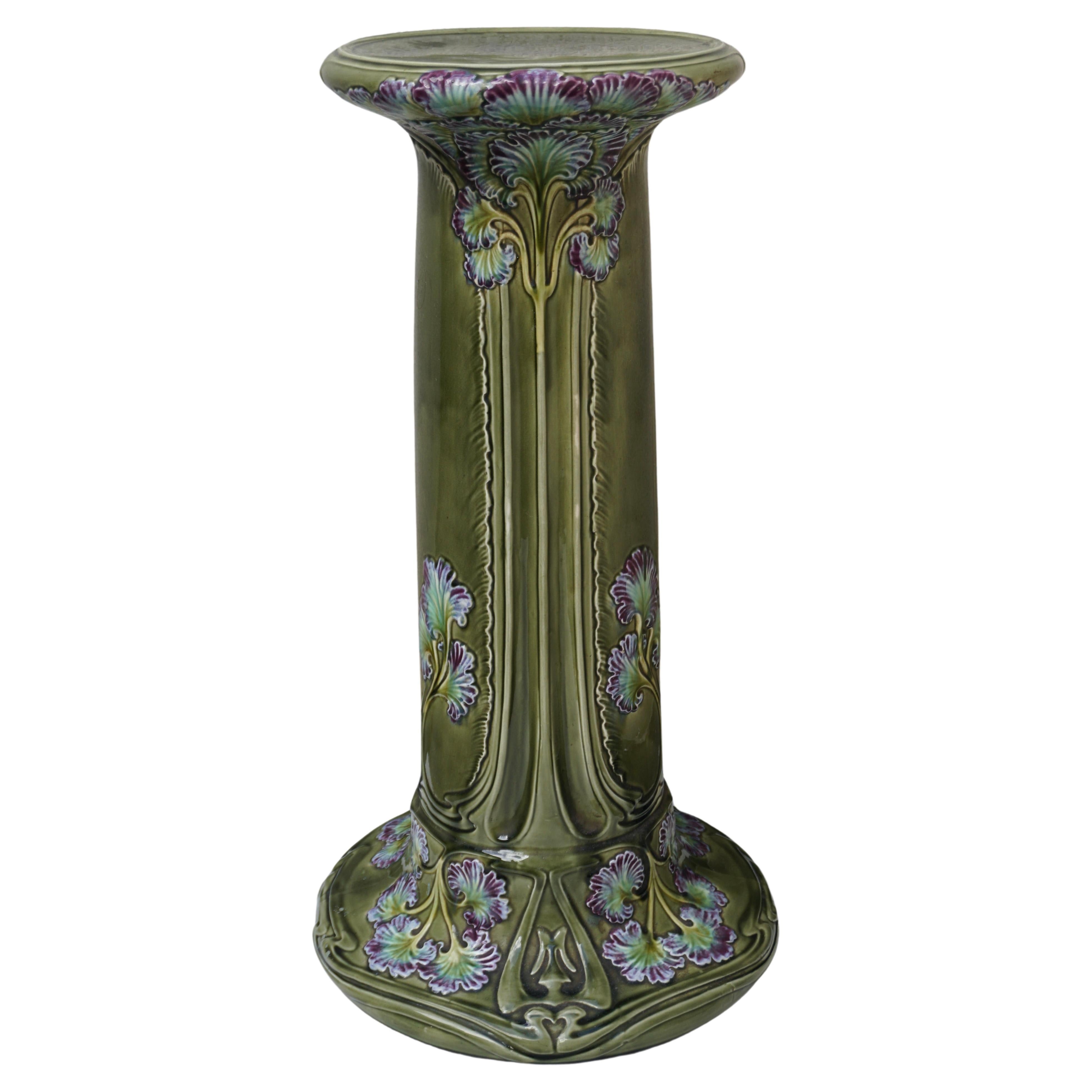 Art Nouveau Pedestal in Ceramic, in the Massier Style, circa 1900 For Sale