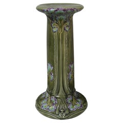 Art Nouveau Pedestal in Ceramic, in the Massier Style, circa 1900