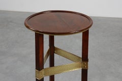 Piédestal Art nouveau en bois et laiton, Belgique, vers 1910