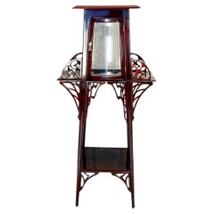 Antique Art Nouveau Pedestal with Glass Showcase, Mahogany Stained, Vienna, Around 1900