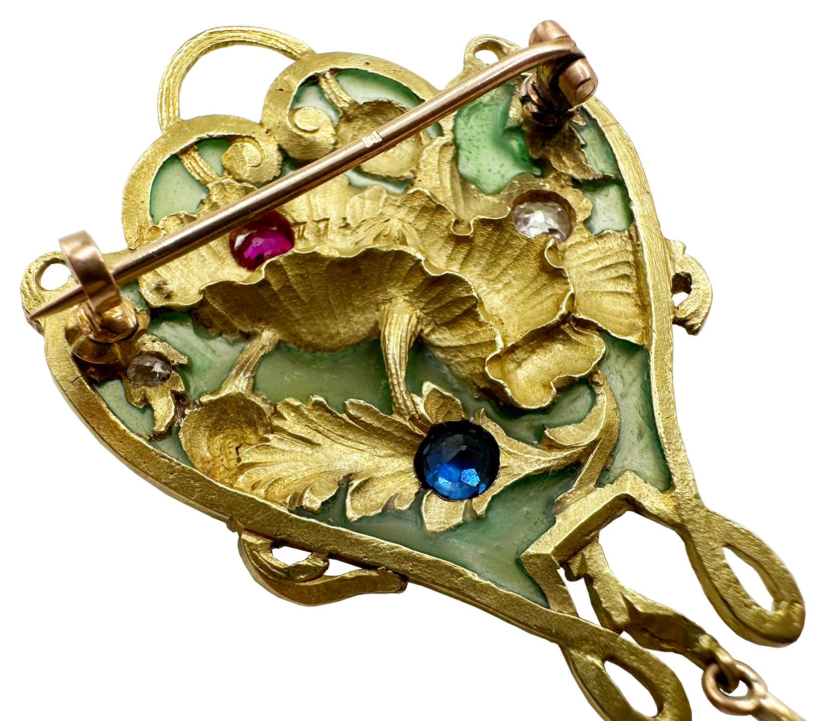 De las mujeres Broche colgante Art Nouveau con motivo de flor de amapola en venta