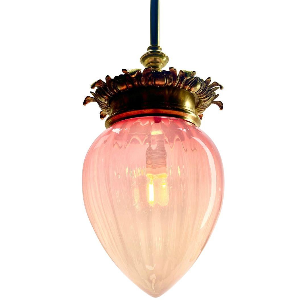 Lampe à suspension Art nouveau attribuée au Val Saint Lambert, années 1900 en vente 1