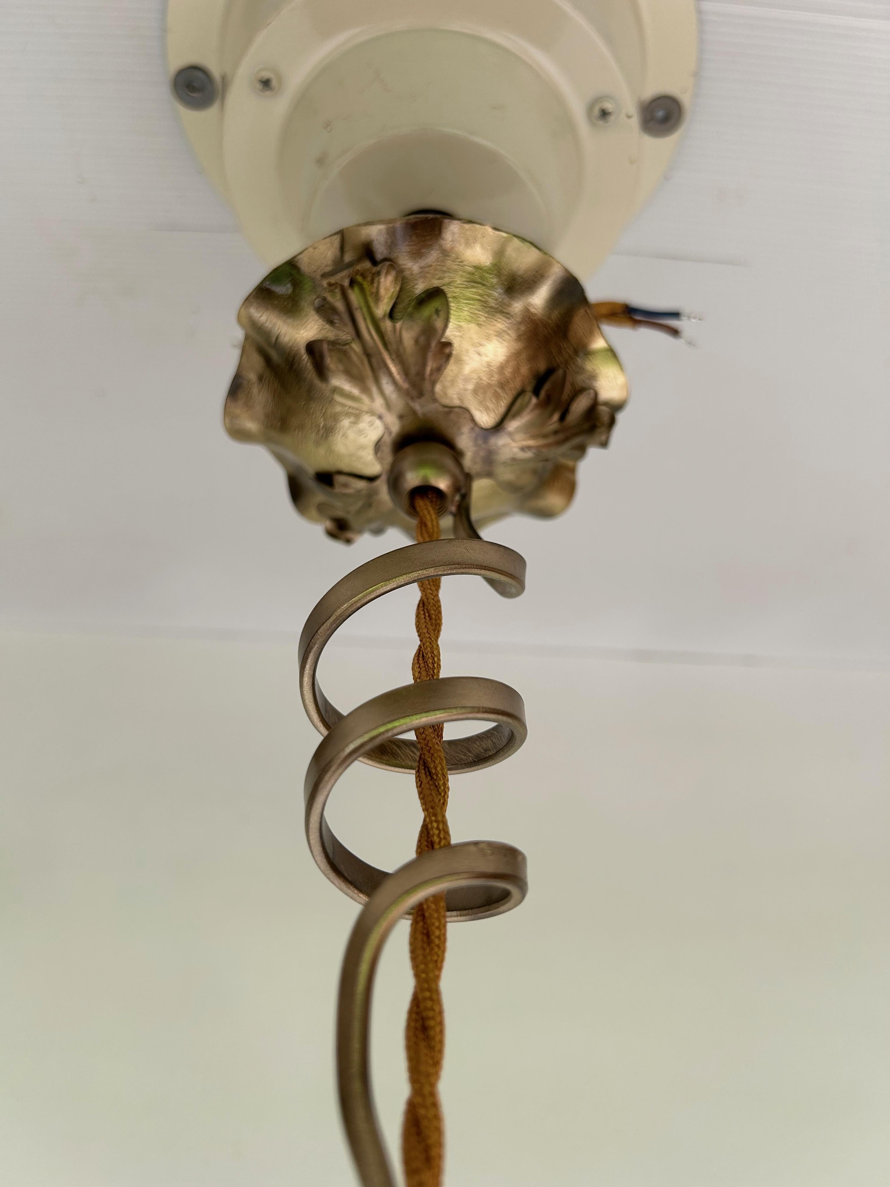 Brass Art Nouveau pendant lamp in the style of WAS Benson