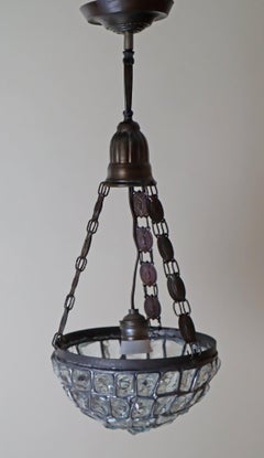 Art Nouveau Pendant Lamp with Slack Glass in Rock Crystal Optics, Germany 1920s