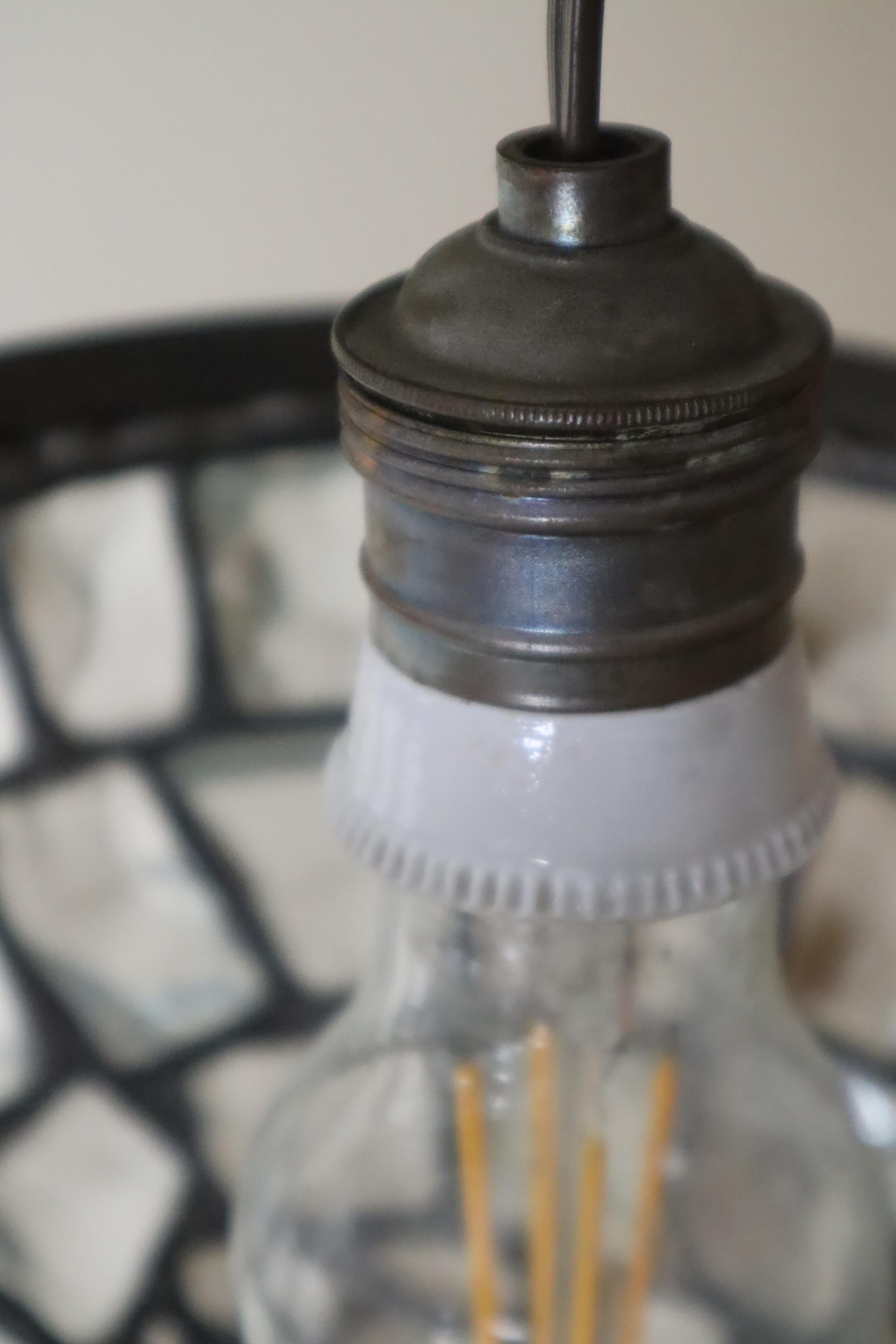 Art Nouveau Pendant Lamp with Slack Glass in Rock Crystal Optics, Germany 1920s In Good Condition For Sale In Hannover, DE