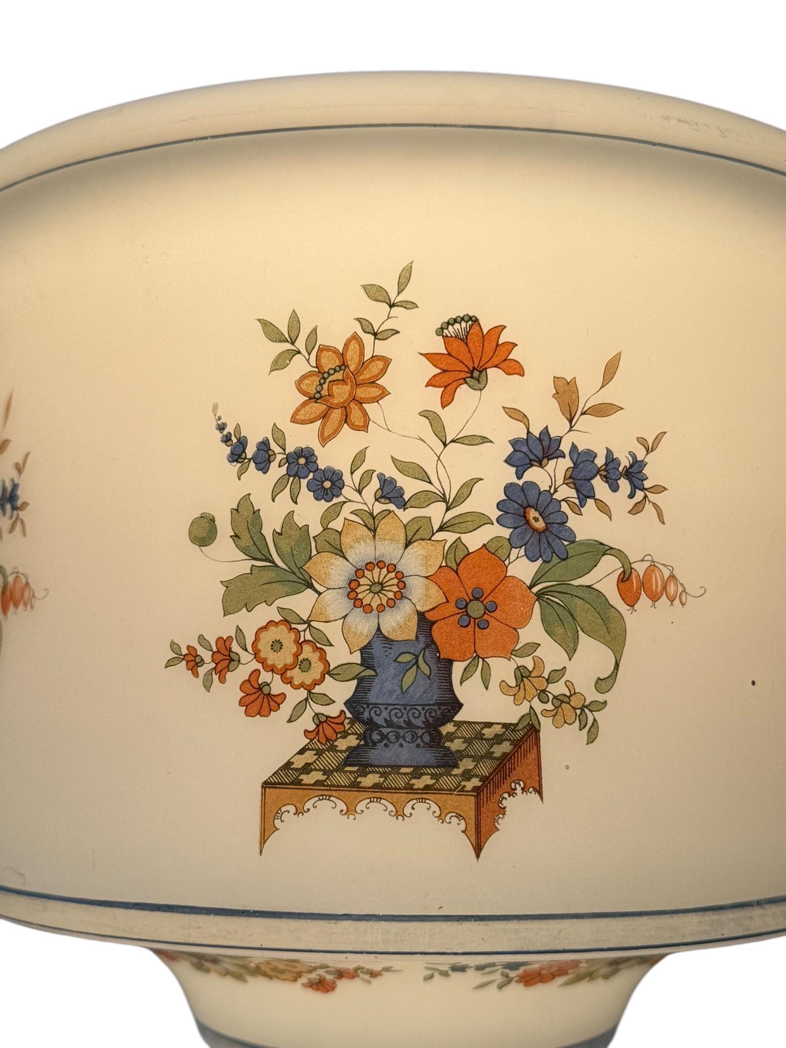 Lampada a sospensione Art Nouveau con paralume originale in vetro dipinto a mano, 1900 in vendita 8