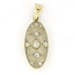 ART NOUVEAU Pendant with rose cut diamonds up to 0.20ct 18k gold 2.4 grams