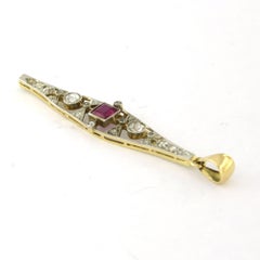 ART NOUVEAU pendant with ruby, old mine and rose cut diamond 18k gold