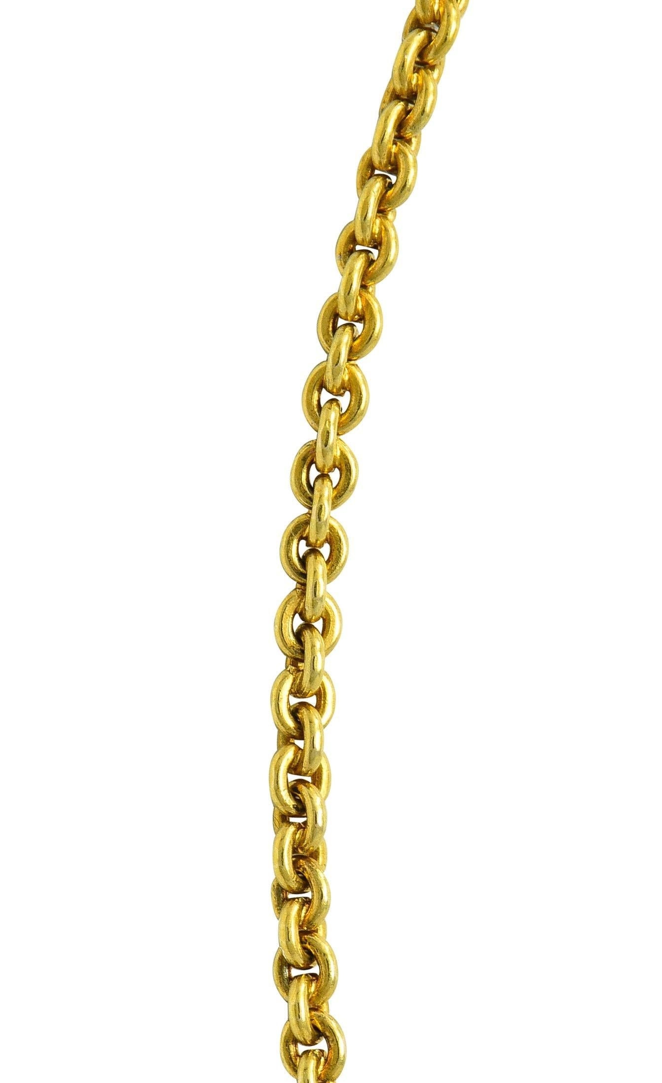 Art Nouveau Peridot Pearl 14 Karat Yellow Gold Festoon Antique Drop Necklace 2