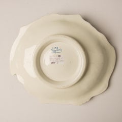 Art Nouveau Period Ceramic Plate with Leaves in Relief