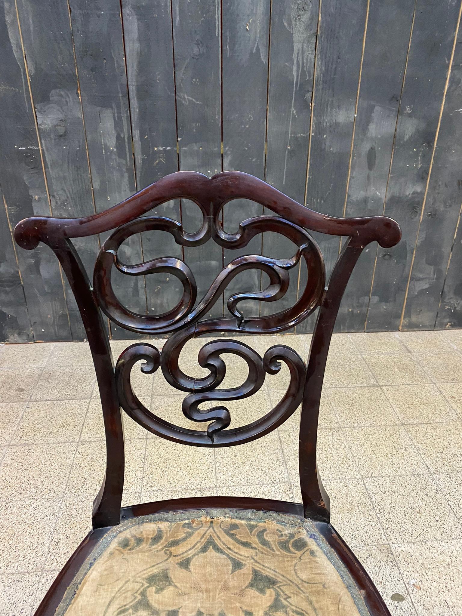 Chinoiserie Art Nouveau period chair with Chinese pattern circa 1880,  For Sale