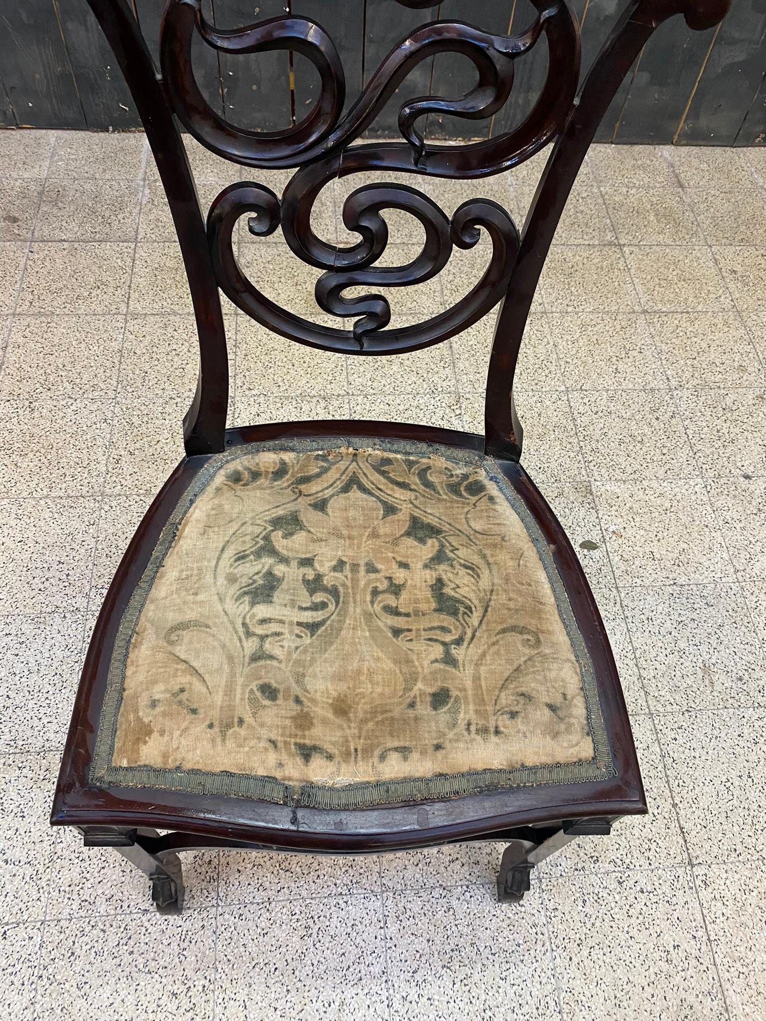 European Art Nouveau period chair with Chinese pattern circa 1880,  For Sale