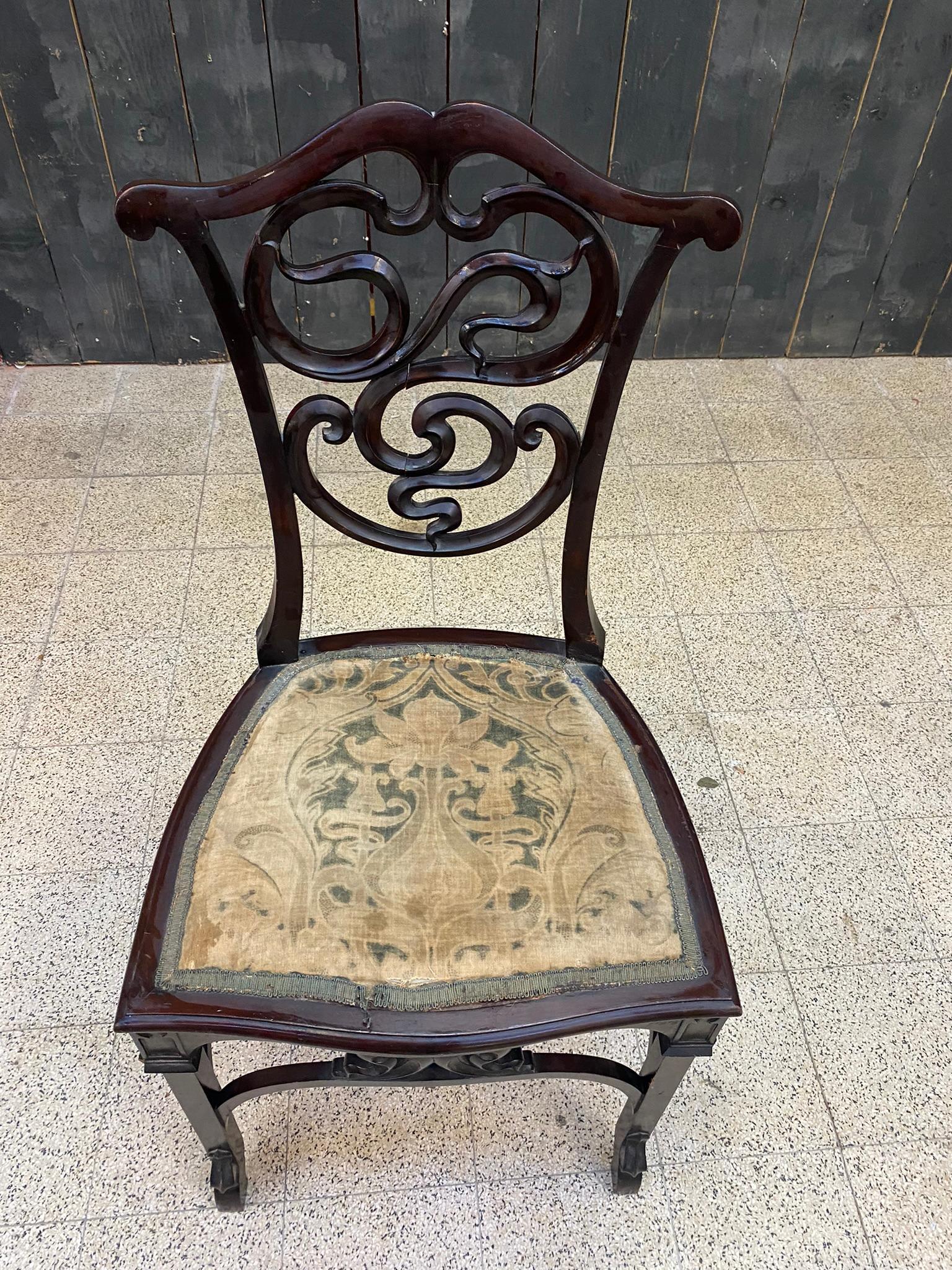 Art Nouveau period chair with Chinese pattern circa 1880,  In Good Condition For Sale In Mouscron, WHT