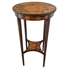 Antique Art Nouveau Period French Gallé Marquetry Style Round Side Table