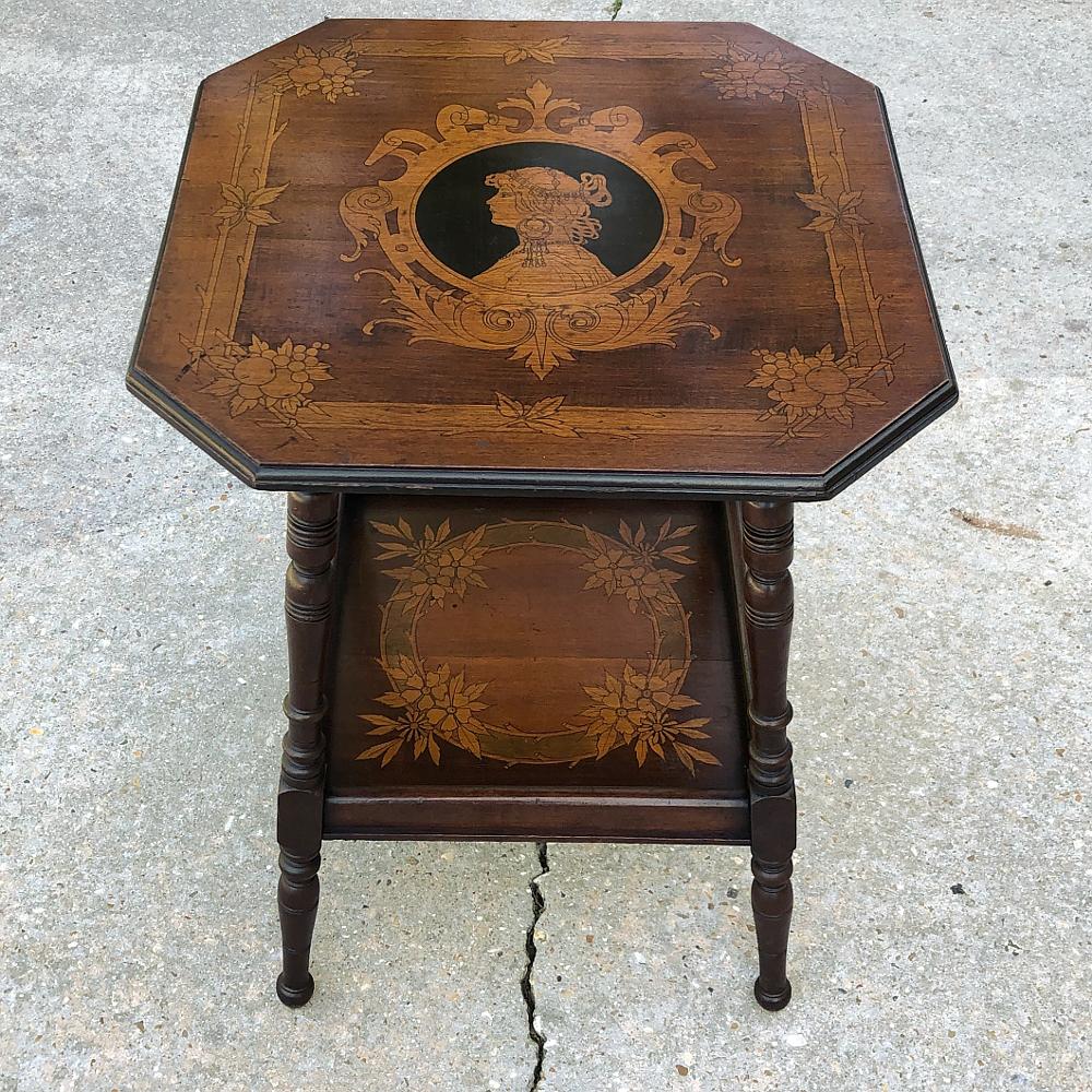 Art Nouveau Period French Marquetry End Table For Sale 5