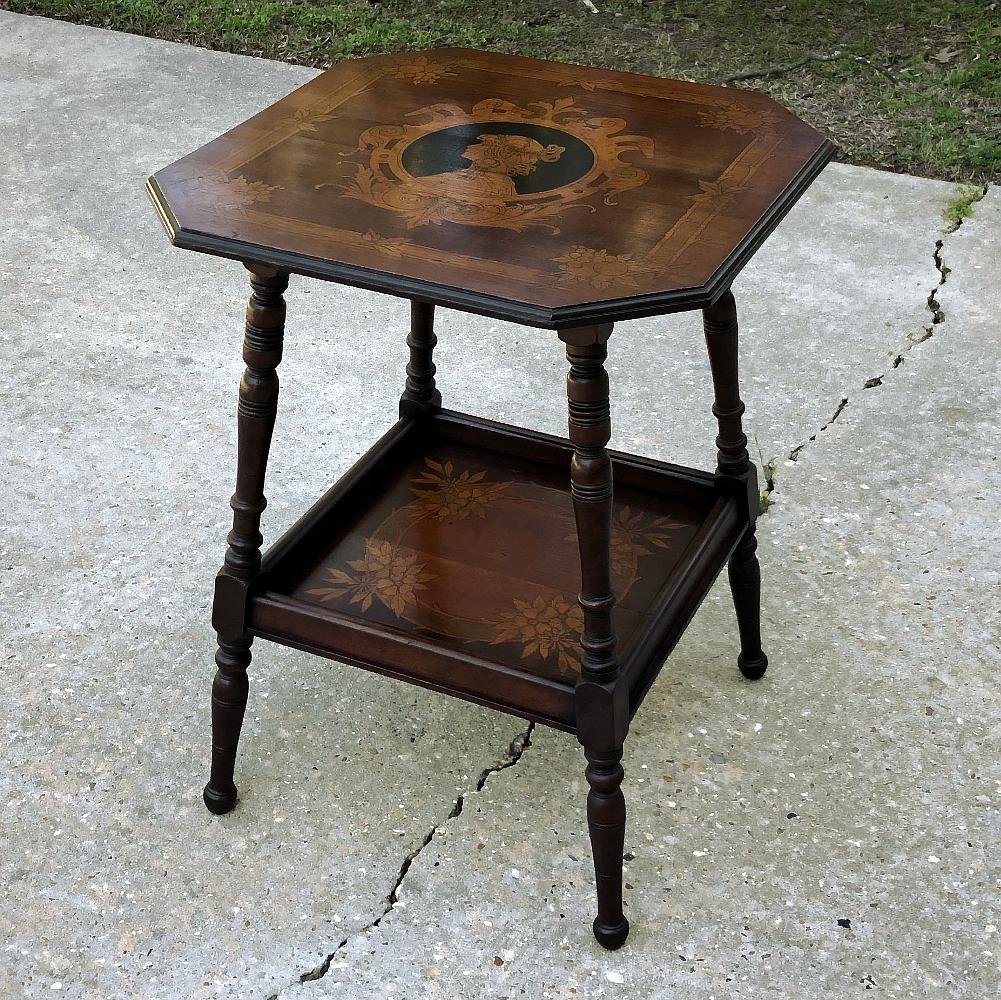 Art Nouveau Period French Marquetry End Table For Sale 6