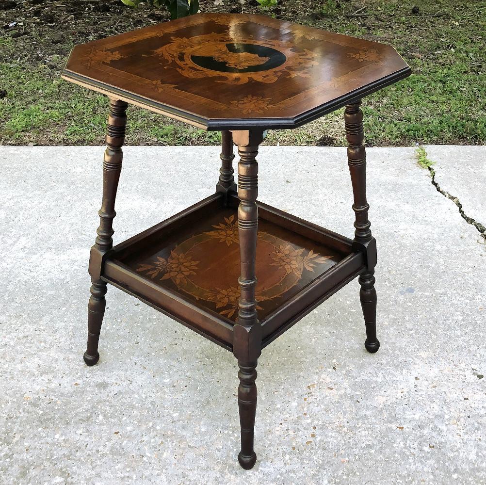Art Nouveau Period French Marquetry End Table In Good Condition For Sale In Dallas, TX
