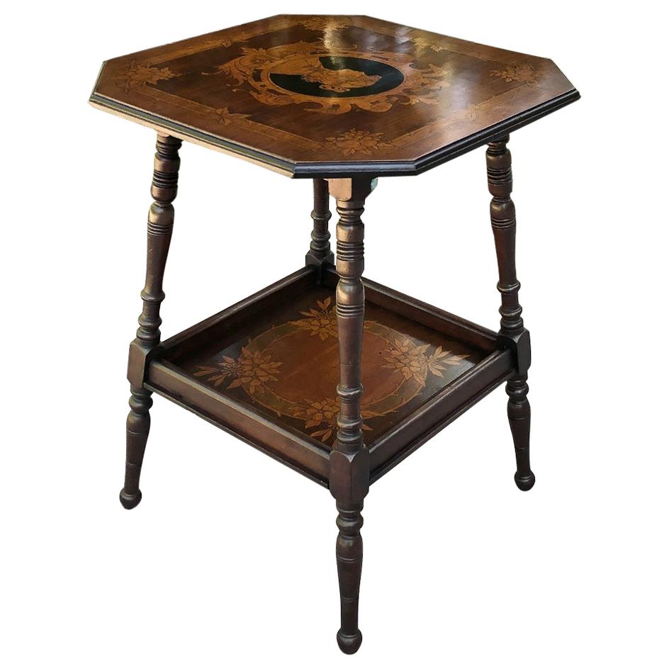 Art Nouveau Period French Marquetry End Table For Sale