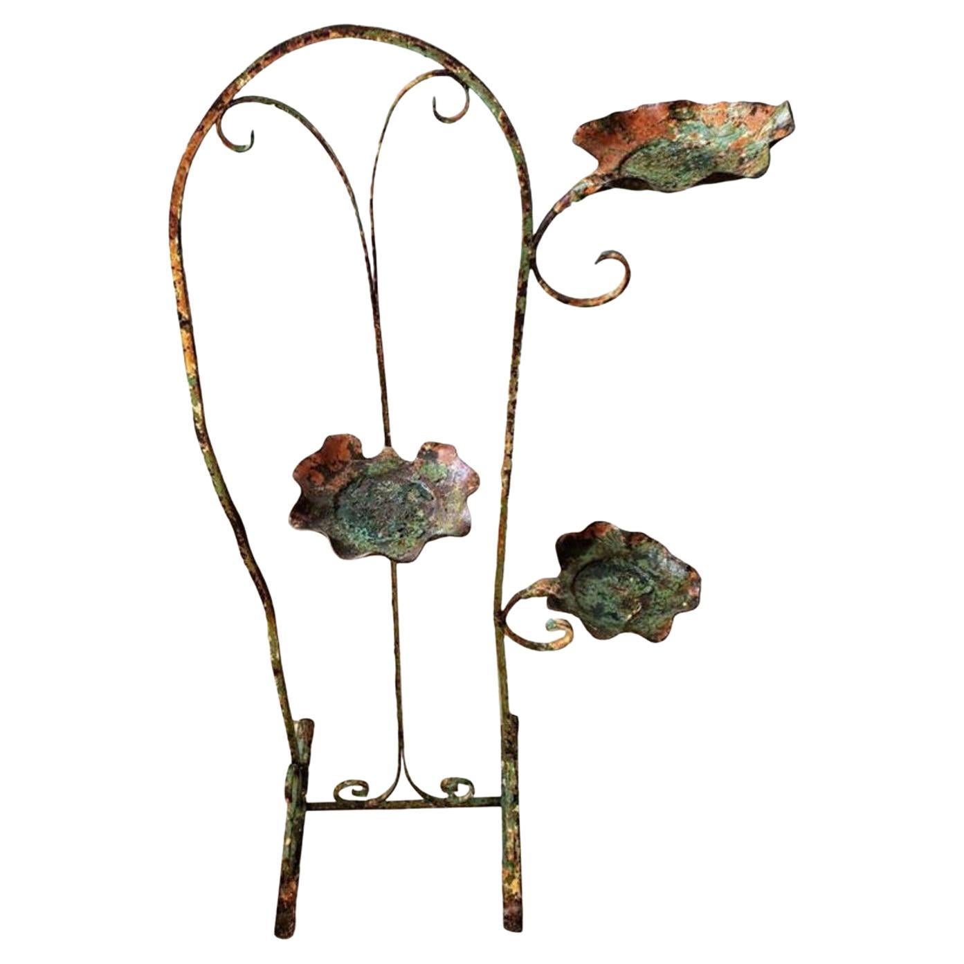 Art Nouveau Period French Wrought Iron Candle Stand For Sale
