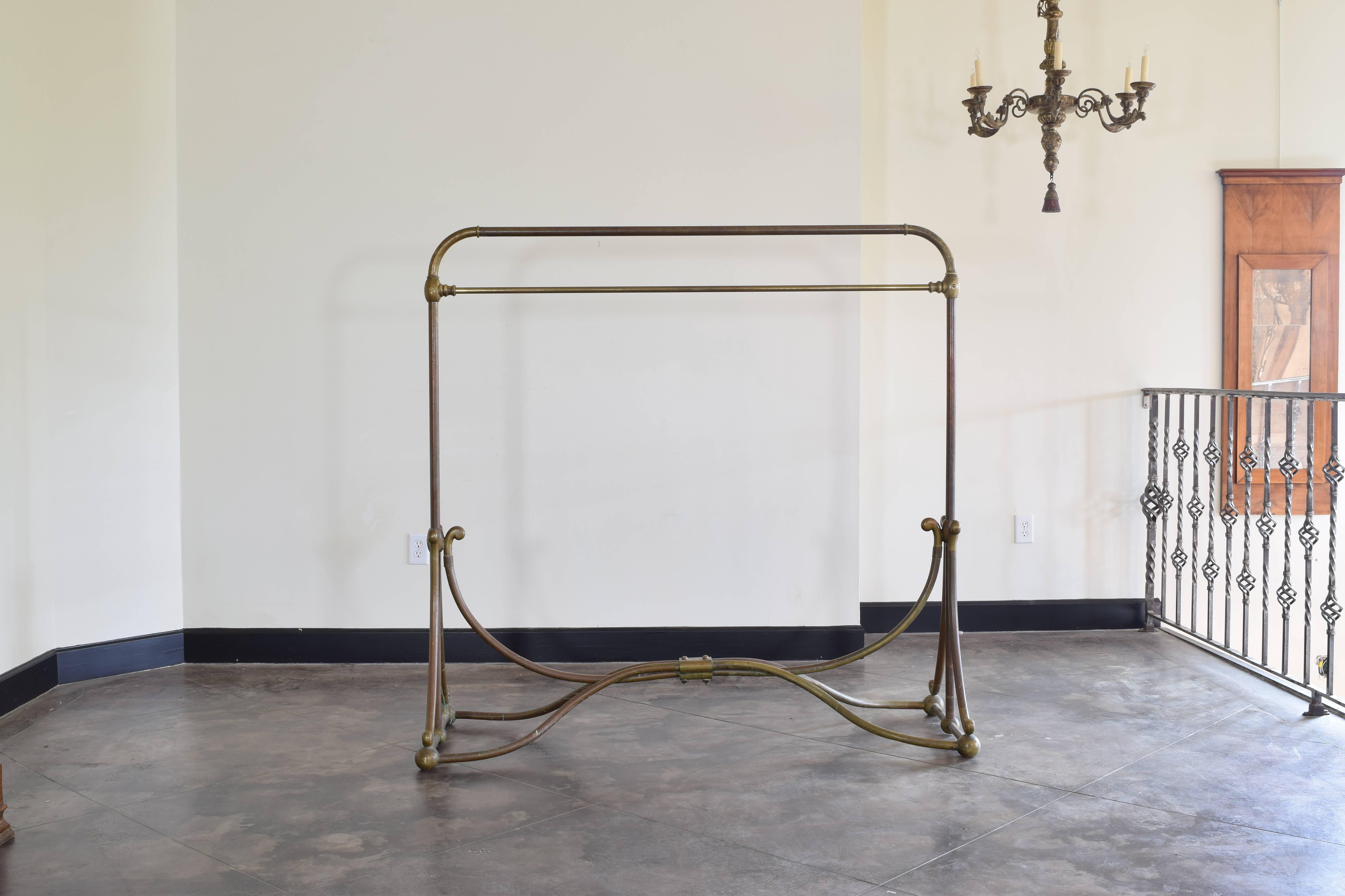 French Art Nouveau Period Large Brass Clothing Rack, 