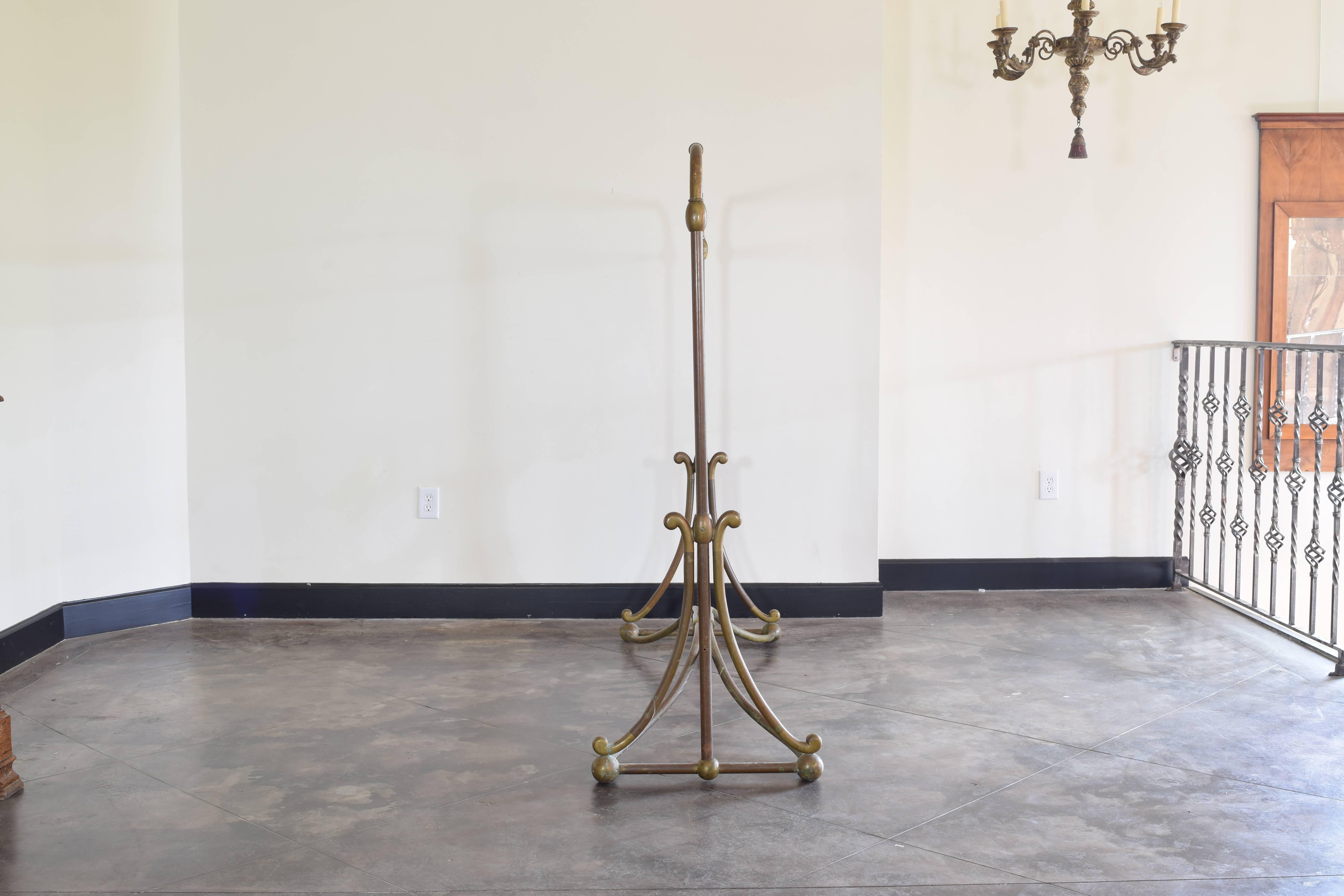 Art Nouveau Period Large Brass Clothing Rack, 