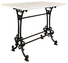 Art Nouveau Period Marble Top Cast Iron Bistro Table