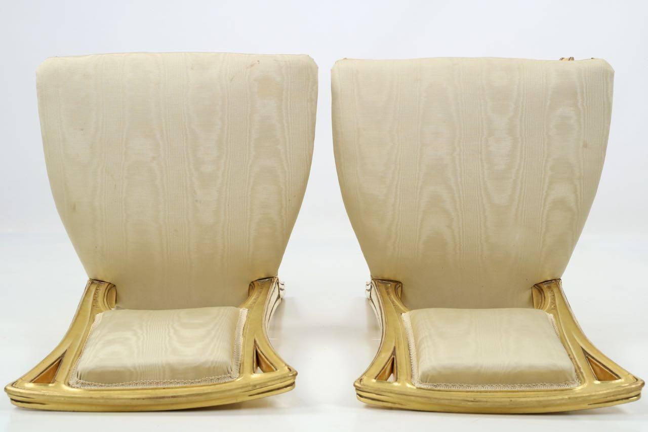 Art Nouveau Period Pair of Carved Giltwood Antique Side Chairs, 20th Century 1