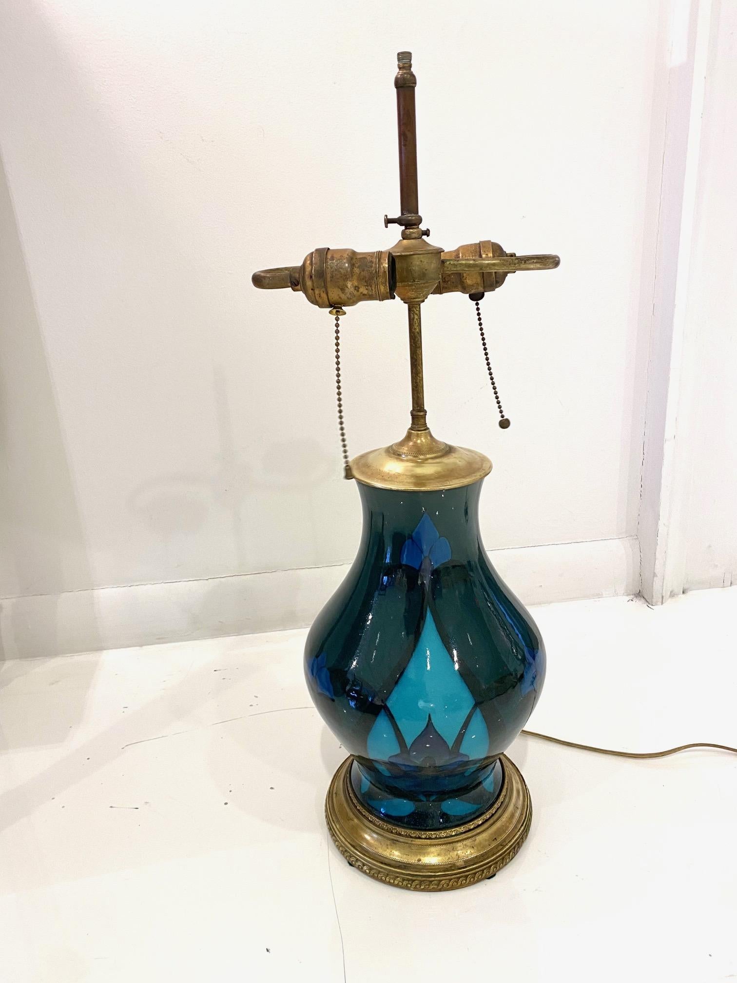 Art Nouveau Period Rock Wood Pottery Lamp For Sale 2