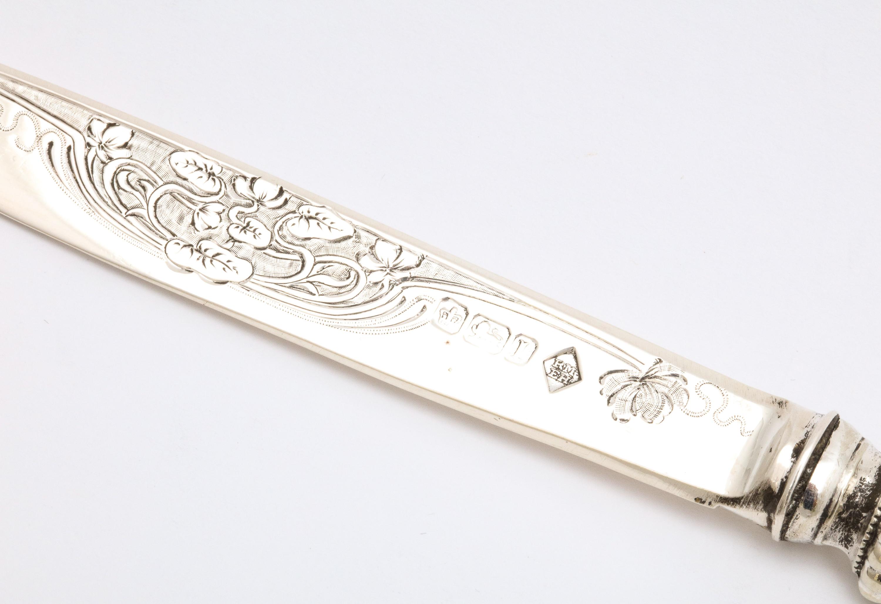English Art Nouveau Period Sterling Silver and Mother-of-Pearl Letter Opener/Paper Knife