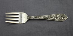 Art Nouveau Period Sterling Silver Baby Food Pusher & Fork by F.M. Whiting