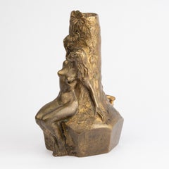 Base de lampe de table d'époque Art Nouveau, vers 1900, signée par Charles Korschann.