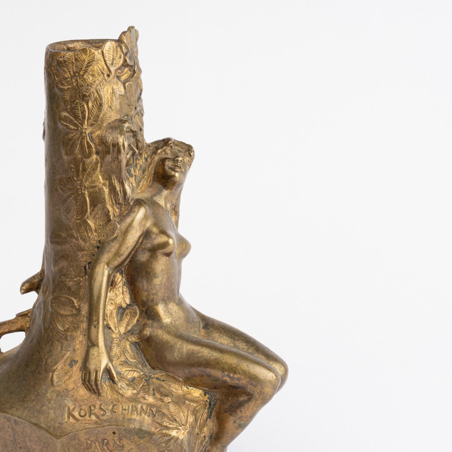 20th Century Art Nouveau Period Table Lamp Base, Circa 1900 Signed by Charles Korschann. For Sale