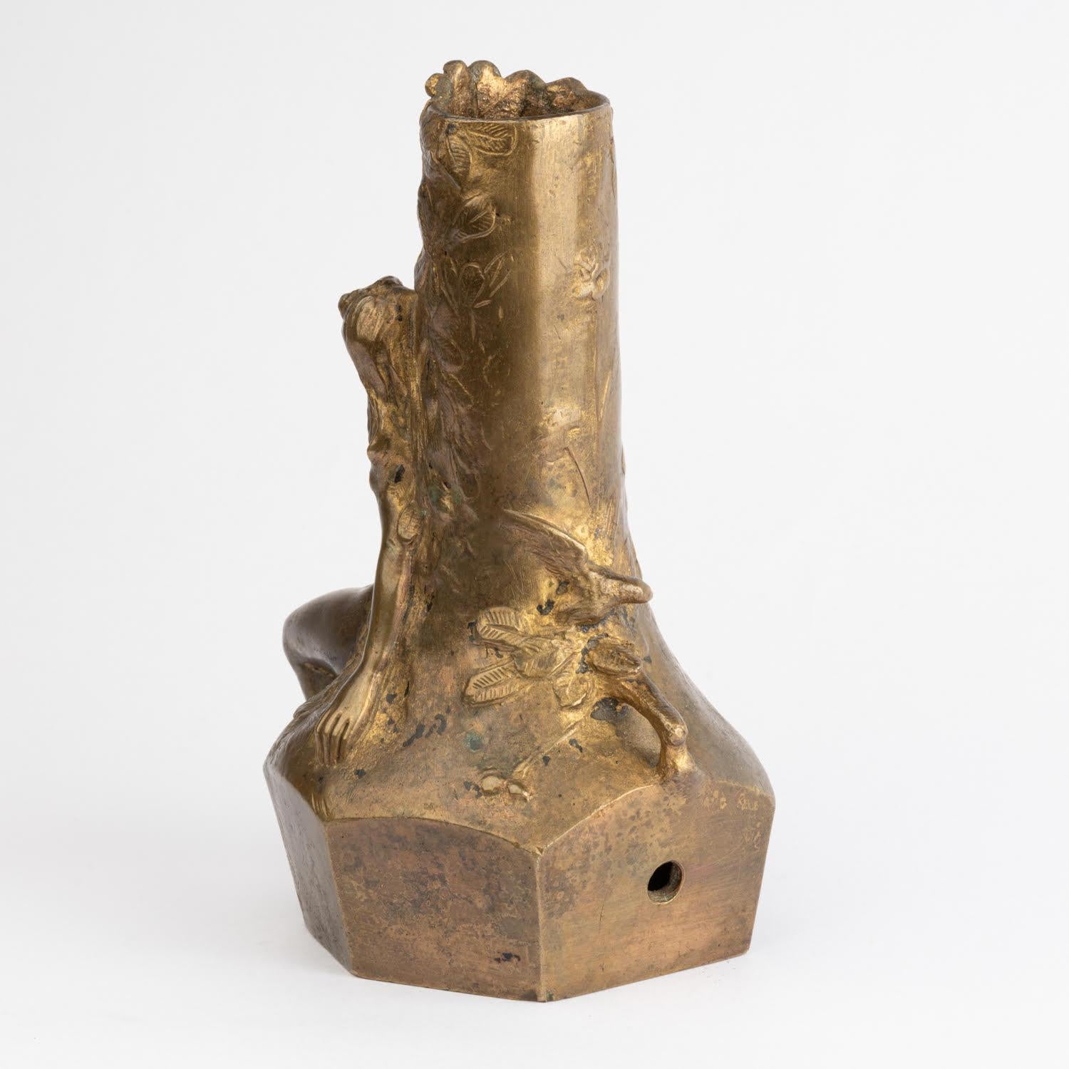 Bronze Art Nouveau Period Table Lamp Base, Circa 1900 Signed by Charles Korschann. For Sale